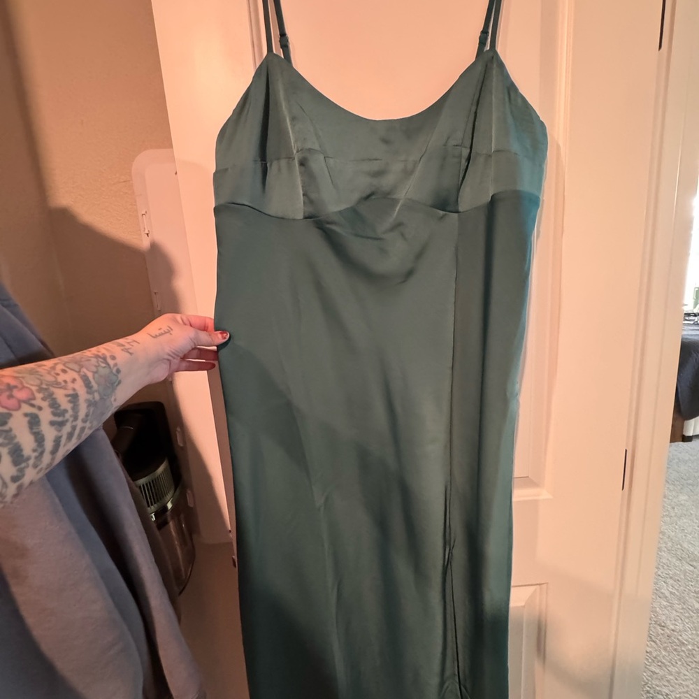 Elegant emerald green Satin Slip Dress